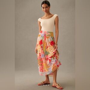 NWOT Anthropologie x Farm Rio Drop-Waist Printed Maxi Skirt // Size XL